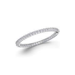 White Gold 14K Round Cut 7.70 Carats Real Diamonds Lady Bangle