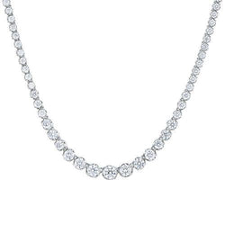 White Gold 14K Round Cut Sparkling 15.00 Ct Natural Diamonds Ladies Necklace