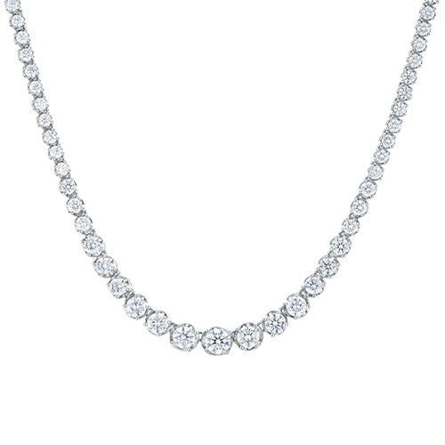 White Gold 14K Round Cut Sparkling 15.00 Ct Natural Diamonds Ladies Necklace