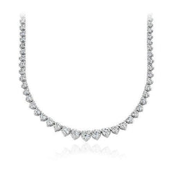 White Gold 14K Round Cut Sparkling 20 Ct Real Diamond Women Necklace
