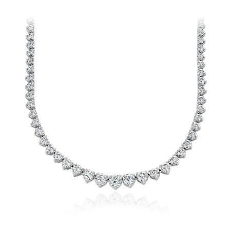 White Gold 14K Round Cut Sparkling 20.00 Ct Real Diamond Women Necklace