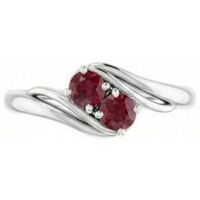 White Gold 14K Round Ruby Bypass Setting Ring 1.60 Carats