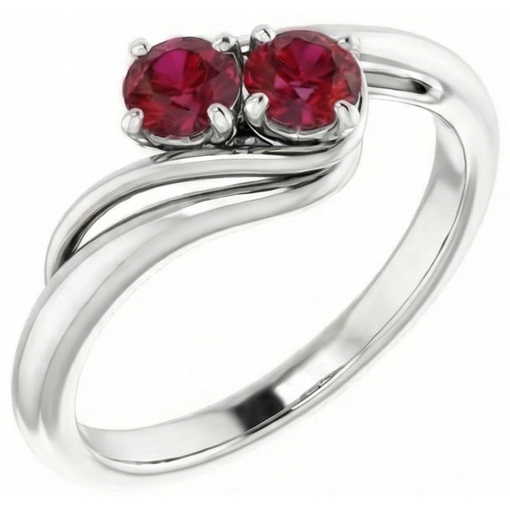 White Gold 14K Round Ruby Bypass Setting Ring 1.60 Carats