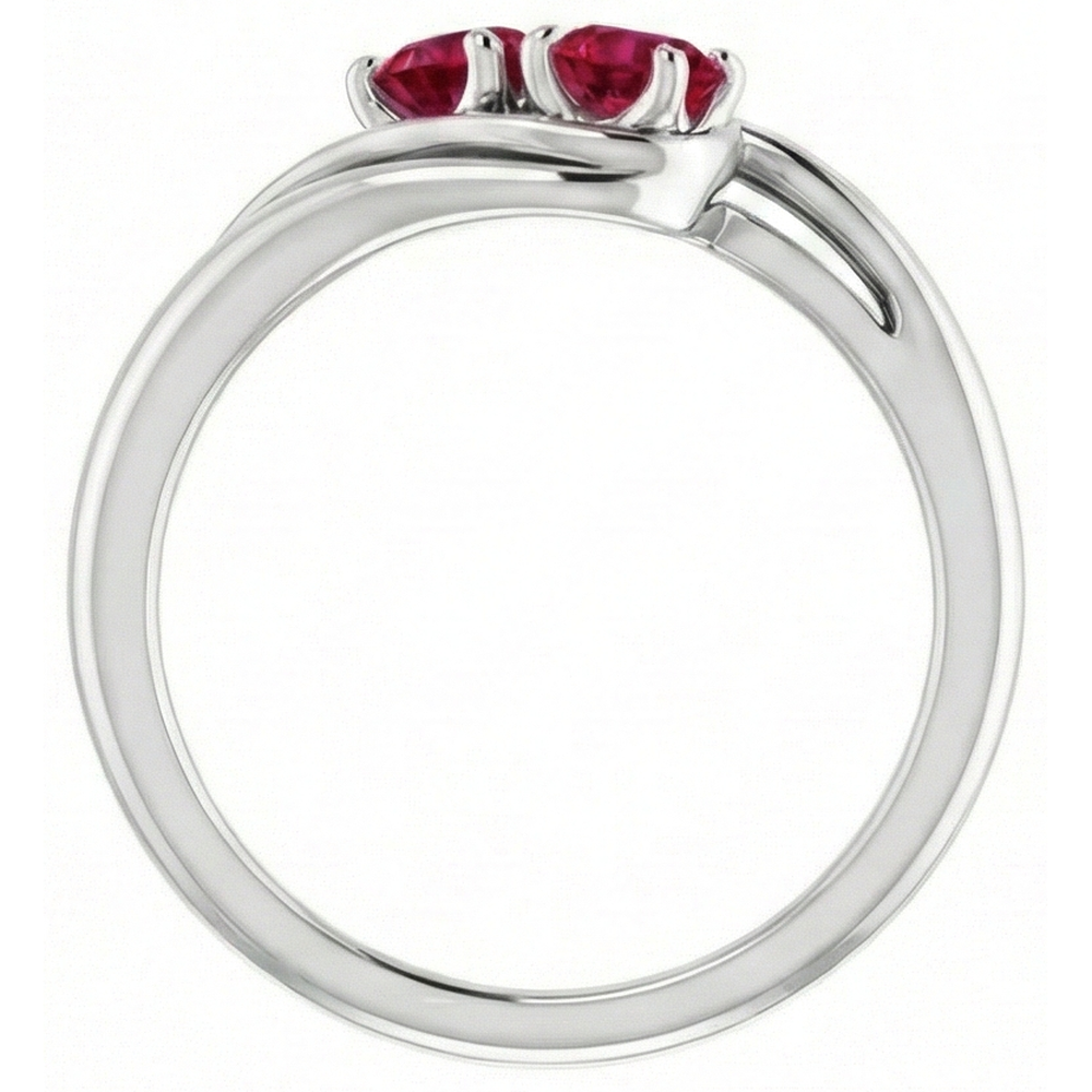White Gold 14K Round Ruby Bypass Setting Ring 1.60 Carats