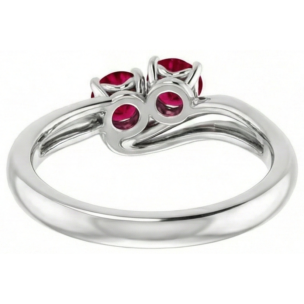 White Gold 14K Round Ruby Bypass Setting Ring 1.60 Carats