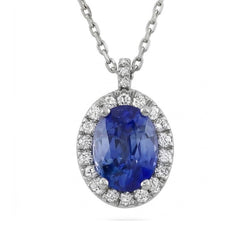 White Gold 14K Sapphire And IGI CERTIFIED Diamonds 3.70 Carats Pendant