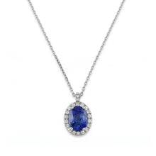 White Gold 14K Sapphire And Natural Earth Mined Diamonds 3.70 Carats Pendant