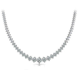 White Gold 14K Small Round Cut 24 Ct Real Diamonds Ladies Necklace