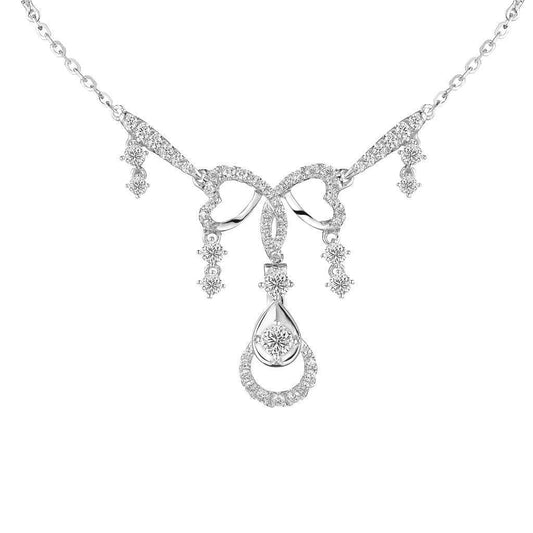 White Gold 14K Small Round Cut 5 Ct. Real Diamonds Lady Necklace