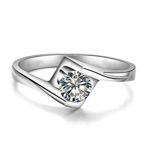 White Gold 14K Solitaire Brilliant Cut 1.25 Ct Real Diamond Engagement Ring