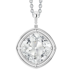 White Gold 14K Solitaire Genuine Diamond Pendant Cushion Old Cut 5 Carats