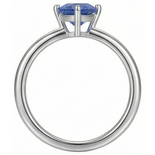 White Gold 14K Solitaire Ring Trillion Ceylon Sapphire 1.50 Carats