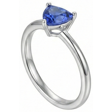 White Gold 14K Solitaire Ring Trillion Ceylon Sapphire 1.50 Carats