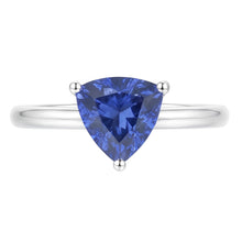 White Gold 14K Solitaire Ring Trillion Ceylon Sapphire 1.50 Carats