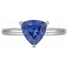 White Gold 14K Solitaire Ring Trillion Ceylon Sapphire 1.50 Carats