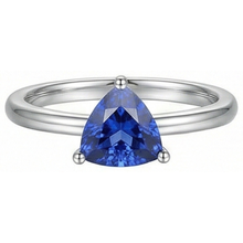 White Gold 14K Solitaire Ring Trillion Ceylon Sapphire 1.50 Carats