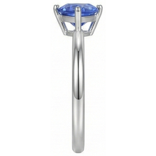 White Gold 14K Solitaire Ring Trillion Ceylon Sapphire 1.50 Carats