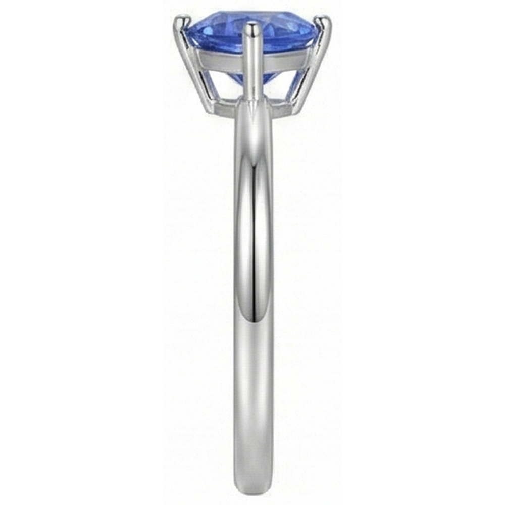 White Gold 14K Solitaire Ring Trillion Ceylon Sapphire 1.50 Carats