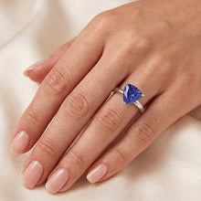 White Gold 14K Solitaire Ring Trillion Ceylon Sapphire 1.50 Carats