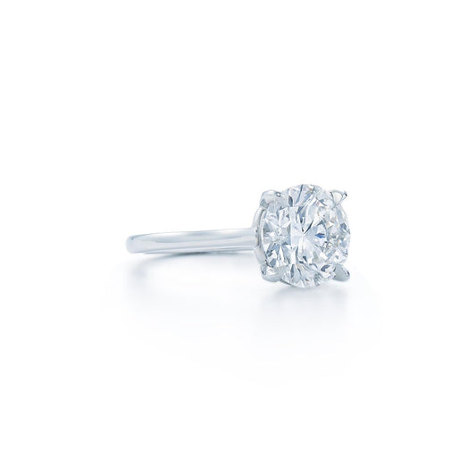 White Gold 14K Solitaire Round Cut 3 Carat Real Diamond Engagement Ring