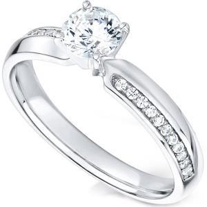 White Gold 14K Solitaire With Accent Real Diamonds Ring 2.40 Carats New