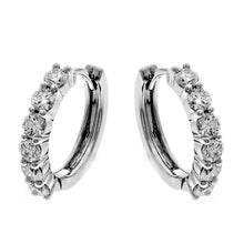 White Gold 14K Sparkling 3.00 Carats Natural Diamonds Ladies Hoop Earrings