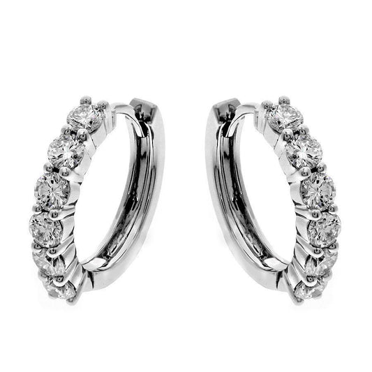 White Gold 14K Sparkling 3.00 Carats Natural Diamonds Ladies Hoop Earrings