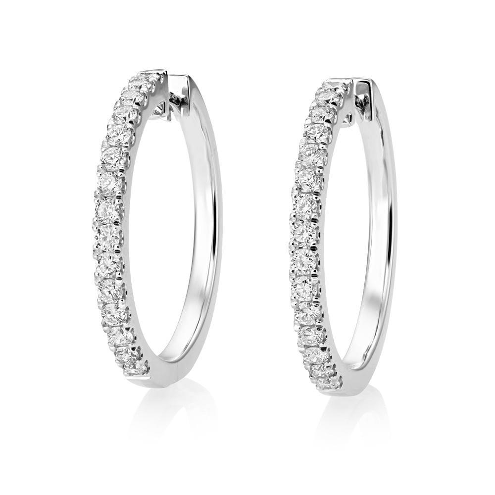 White Gold 14K Sparkling Genuine Radiant 4.30 Carats Diamonds Ladies Hoop Earrings