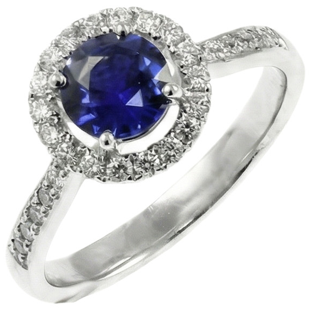 natural round sapphire 2.5ct ring top view