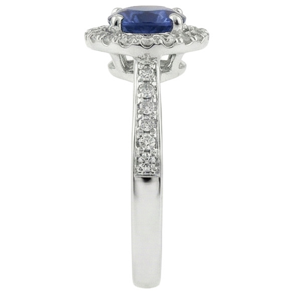 natural round sapphire 2.5ct ring profile view