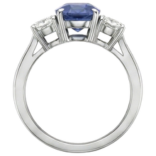 White Gold 14K Three Stone 3.50 Carats Sapphire And Natural Earth Mined DIAMOND ( NOT LAB GROWN )s Ring