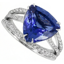 White Gold 14K Trillion Tanzanite And Natural Earth Mined DIAMOND ( NOT LAB GROWN )s 6 Carats Ring