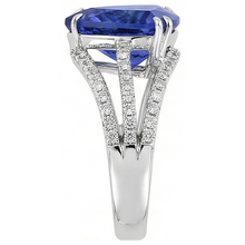 White Gold 14K Trillion Tanzanite And Natural Earth Mined DIAMOND ( NOT LAB GROWN )s 6 Carats Ring