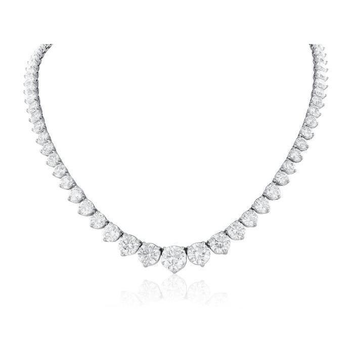 White Gold 14K Women Necklace Small Round Cut 25.00 Carats Natural Diamonds