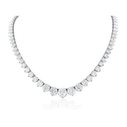 White Gold 14K Women Necklace Small Round Cut 25.00 Carats Natural Diamonds