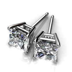White Gold 1.40 Ct Prong Set Princess Solitaire Natural Diamond Stud Earring