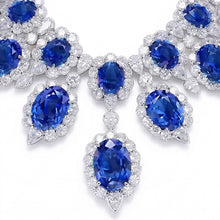 White Gold 291.17 Ct. Blue Sapphire & White IGI CERTIFIED Diamond Necklace Jewelry
