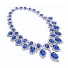 White Gold 291.17 Ct. Blue Sapphire & White Natural Earth Mined DIAMOND ( NOT LAB GROWN ) Necklace Jewellery