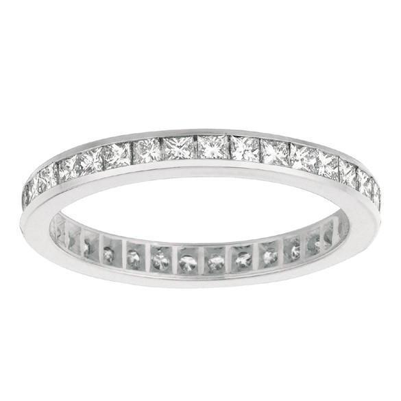 White Gold 2.24 Carat Princess Cut Genuine Diamond Eternity Ring Band Jewelry