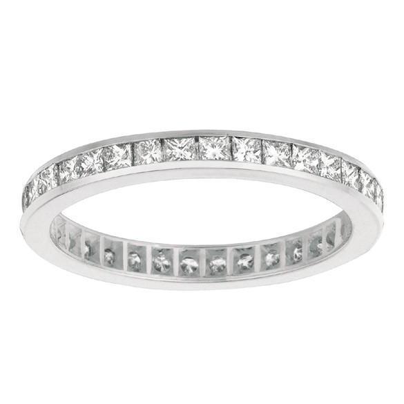 White Gold 2.24 Carat Princess Cut Genuine Diamond Eternity Ring Band Jewelry