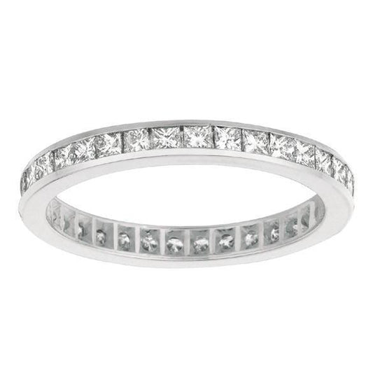 White Gold 2.24 Carat Princess Cut Genuine Diamond Eternity Ring Band Jewelry