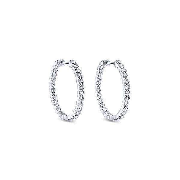 White Gold 2.70 Ct Gorgeous Round Cut Genuine Diamonds Ladies Hoop Earring