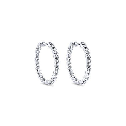 White Gold 2.70 Ct Gorgeous Round Cut Genuine Diamonds Ladies Hoop Earring