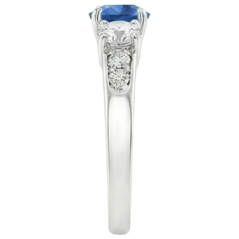 White Gold 3.40 Ct Round Sri Lanka Sapphire Natural Earth Mined DIAMOND ( NOT LAB GROWN ) Engagement Ring