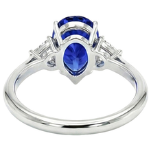 White Gold 3 Stone Ring Blue Sapphire & Trillion Natural Earth Mined DIAMOND ( NOT LAB GROWN )s 2.25 Carats