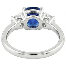 White Gold 3 Stone Ring Cushion Ceylon Sapphire 2.50 Carats Jewellery