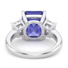White Gold 3 Stone Ring Emerald Natural Earth Mined Diamond Radiant Blue Sapphire 5 Carats