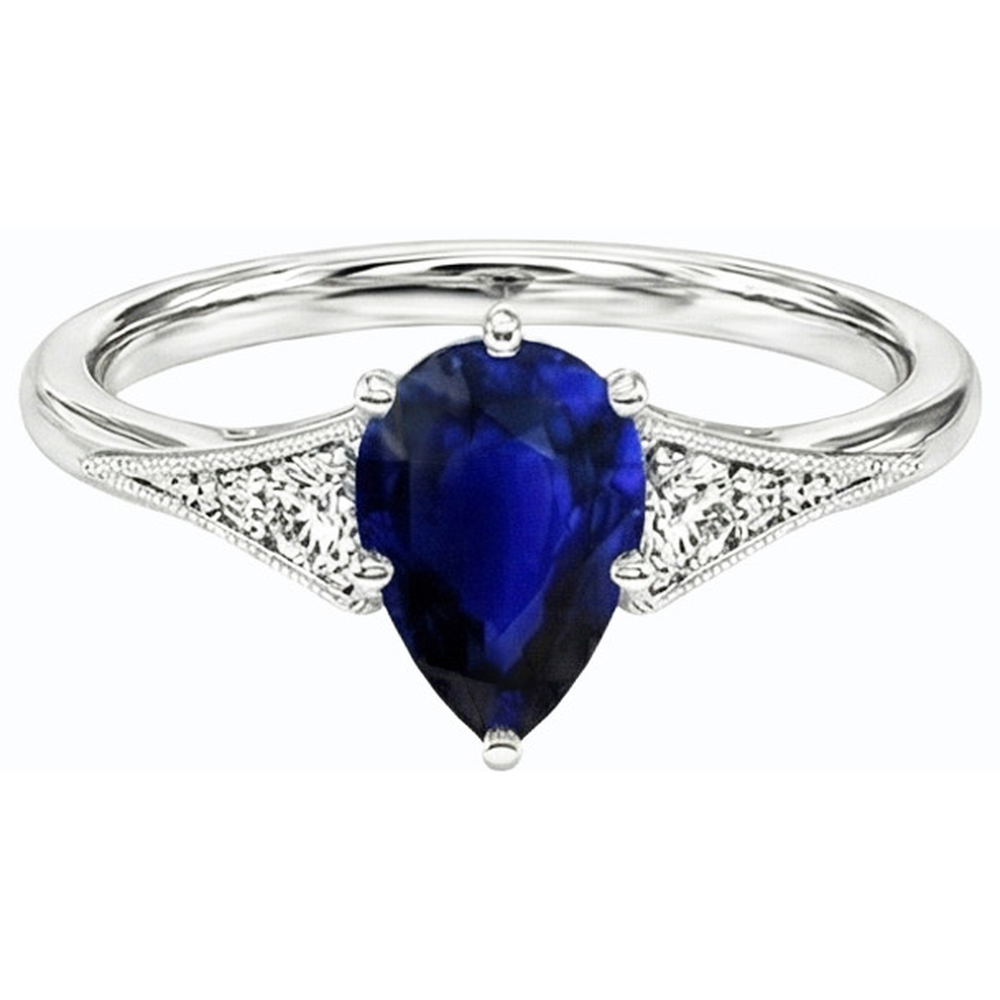 natural round sapphire 1.75ct ring top view