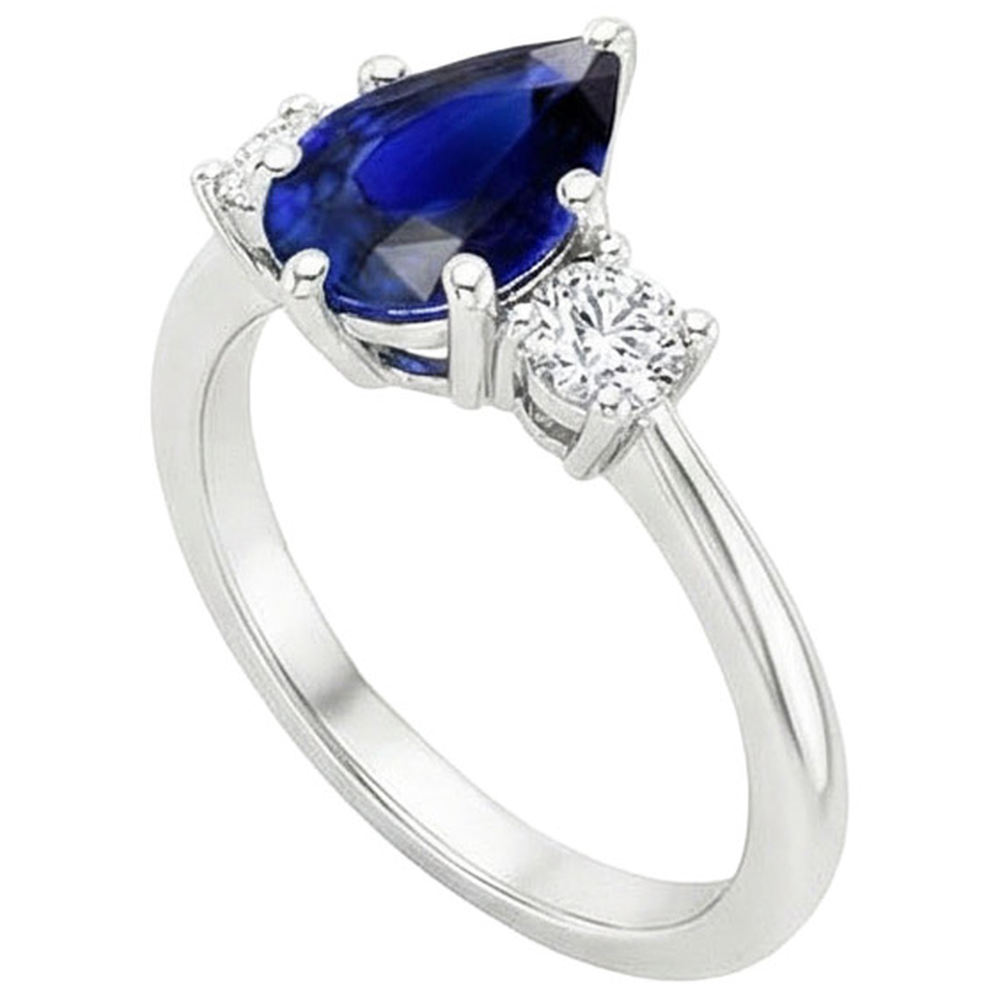 natural round sapphire 3.50ct ring top view