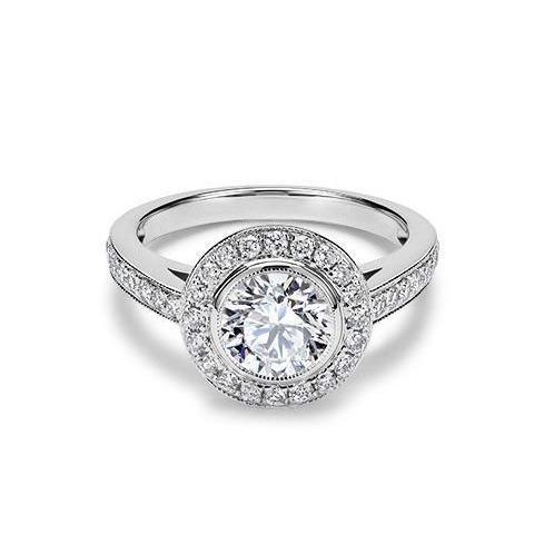 White Gold 3.50 Carats Natural Diamond Engagement Ring Halo